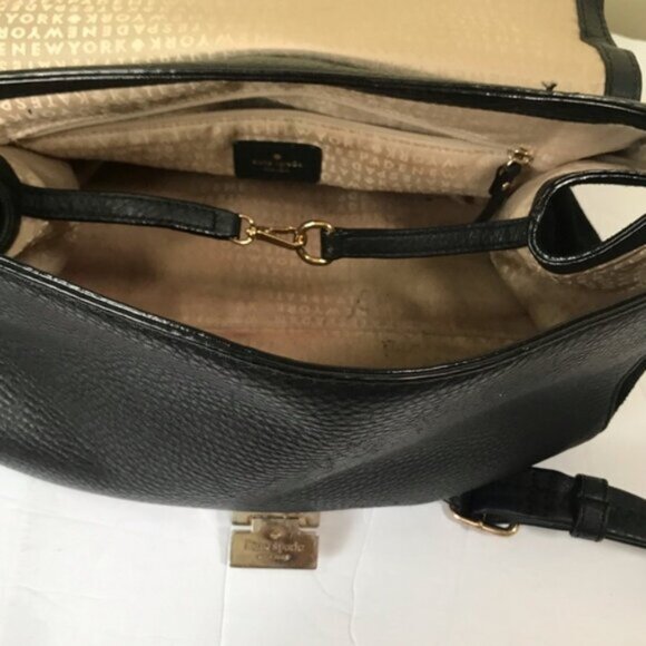 KATE SPADE Magnolia Park Pebble Leather Suede Satchel Shoulder Bag Large Logo - Picture 11 of 15